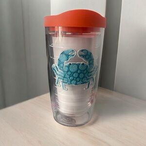 Tervis Crab Tumbler Orange Lid 16 Oz Double Walled Hot Cold Drink Kids Summer